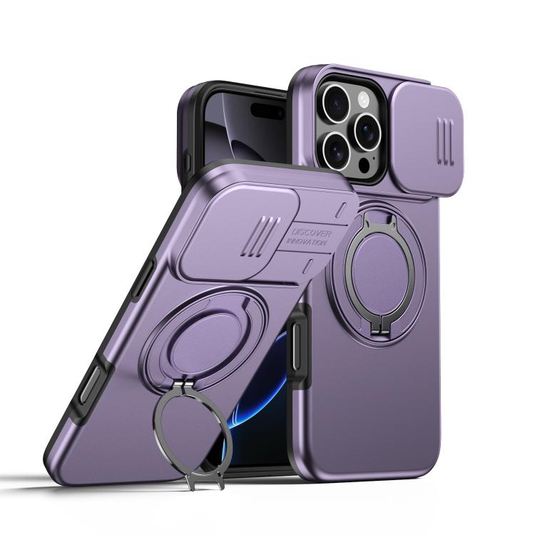Camera Sliding Shield Magnetic Rotation Holder Phone Case, For iPhone 17 Pro Max, For iPhone 17 Pro, For iPhone 17, For iPhone Air, For iPhone 16 Pro Max, For iPhone 16 Pro
