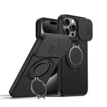 Camera Sliding Shield Magnetic Rotation Holder Phone Case, For iPhone 16 Plus, For iPhone 16, For iPhone 15 Pro Max, For iPhone 15 Pro, For iPhone 15 Plus / 14 Plus, For iPhone 15