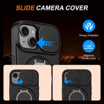 Camera Sliding Shield Magnetic Rotation Holder Phone Case, For iPhone 14 / 13, For iPhone 14 Pro, For iPhone 14 Pro Max, For iPhone 13 Pro Max / 12 Pro Max, For iPhone 13 Pro, For iPhone 12 / 12 Pro