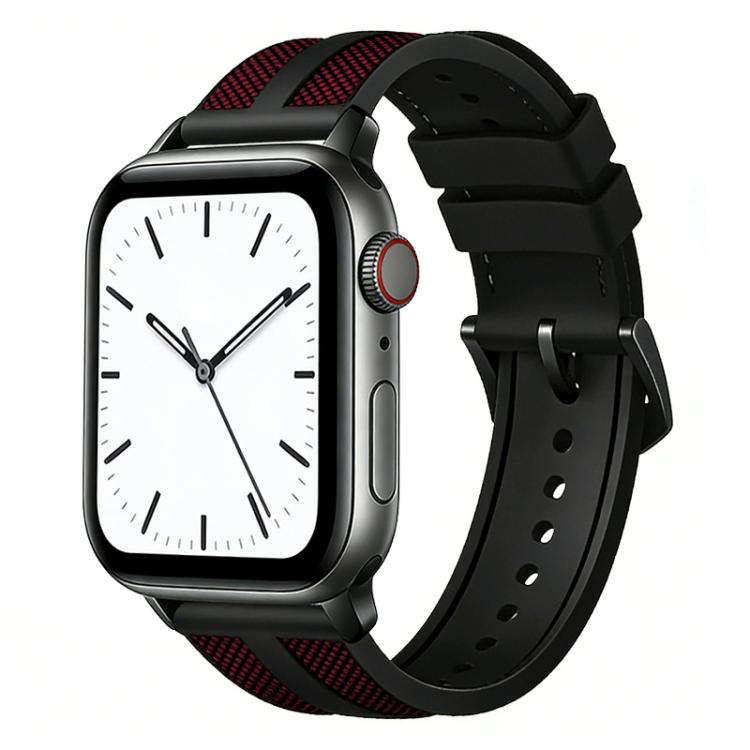 xDfind Flammen Hybrid Nylon Geflochten Silikon Uhrenarmband, Für Apple Watch 42 / 44 / 45 / 46 / 49mm, Für Apple Watch 38 / 40 / 41 / S11 42mm