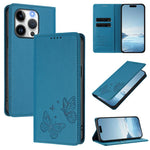 Strong Magnetic Dual Butterfly RFID Vegan Leather Phone Case, For iPhone 16, For iPhone 15 Pro Max, For iPhone 15 Pro, For iPhone 15 Plus