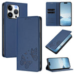 Strong Magnetic Dual Butterfly RFID Vegan Leather Phone Case, For iPhone 16, For iPhone 15 Pro Max, For iPhone 15 Pro, For iPhone 15 Plus