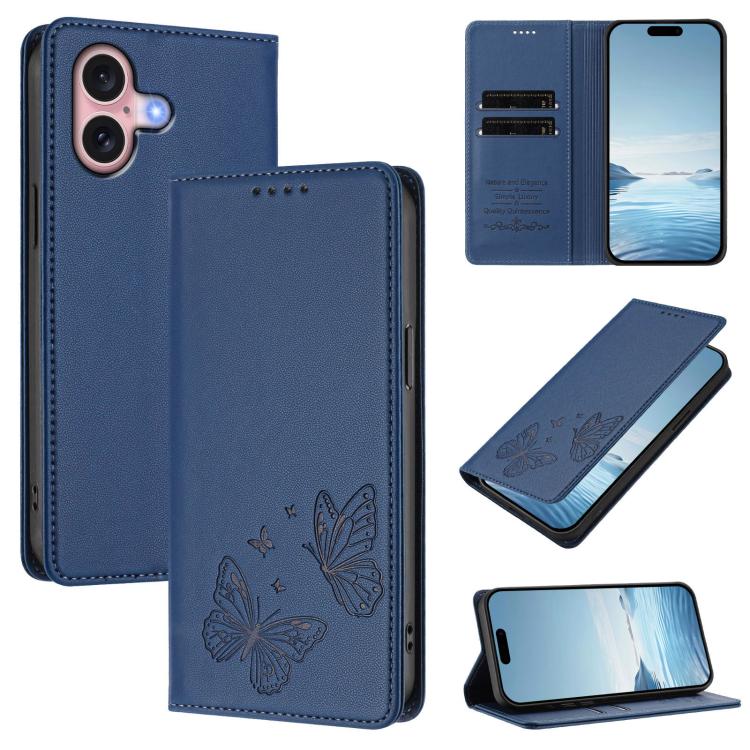 Strong Magnetic Dual Butterfly RFID Vegan Leather Phone Case, For iPhone 16, For iPhone 15 Pro Max, For iPhone 15 Pro, For iPhone 15 Plus
