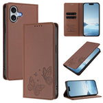 Strong Magnetic Dual Butterfly RFID Vegan Leather Phone Case, For iPhone Air, For iPhone 16 Pro Max, For iPhone 16 Pro, For iPhone 16 Plus