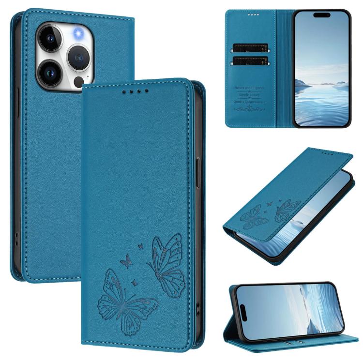 Strong Magnetic Dual Butterfly RFID Vegan Leather Phone Case, For iPhone Air, For iPhone 16 Pro Max, For iPhone 16 Pro, For iPhone 16 Plus