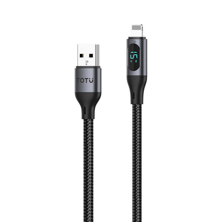TOTU CB-7-L-B 15W USB to 8 Pin Digital Display Braided Fast Charging Data Cable, USB to 8 Pin