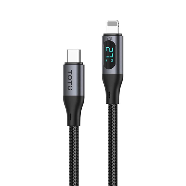 TOTU CB-7-PD-B 27W Type-C to 8 Pin Digital Display Braided Fast Charging Data Cable, Type-C to 8 Pin