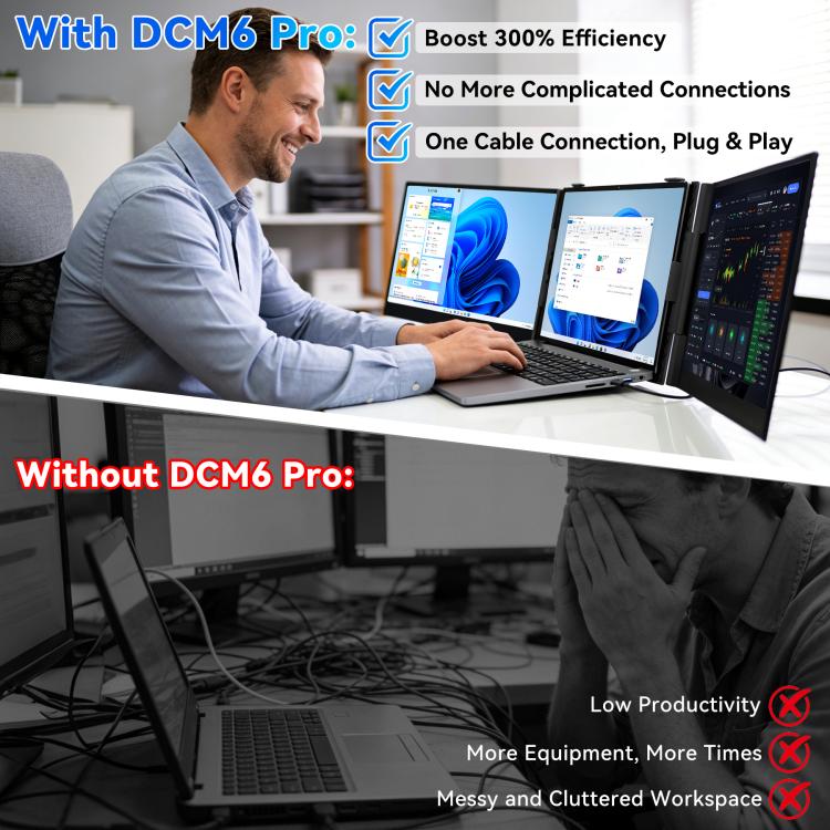 Blackview DCM6 Pro 14 inch Dual Screen Portable Laptop Extension Monitor with Stand, DCM6 Pro