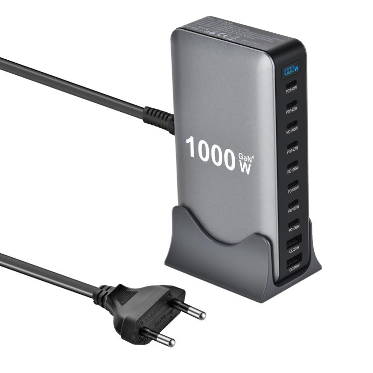 YMX-1000W 1000W 8 x Type-C Ports and 2 x USB 10 Ports Digital Display Multi-functional Charger, AU Plug, EU Plug, UK Plug, US Plug