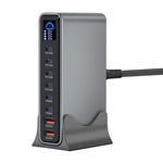 شاحن متعدد الوظائف YMX-LCD670W بقوة 670 واط مع 6 منافذ Type-C و2 منفذ USB GaN مع عرض رقمي، قابس AU، قابس EU، قابس UK، قابس US