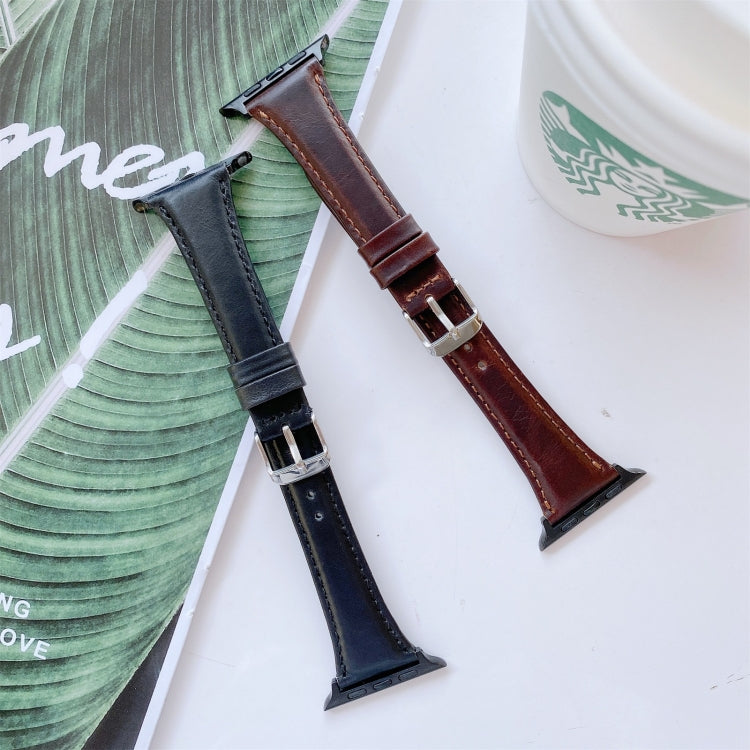 Double-sided Genuine Leather Replacement Strap Watchband, For Apple Watch Series 7  41mm / & 6 & SE & 5 & 4 40mm, For Apple Watch Series  7  45mm / & 6 & SE & 5 & 4 44mm