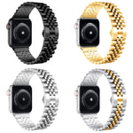 Metal Five Baht Replacement Steel Strap Watchband, For Apple Watch Ultra 49mm / Series 8&7 45mm / SE 2&6&SE&5&4 44mm / 3&2&1 42mm, For Apple Watch Series 8&7 41mm / SE 2&6&SE&5&4 40mm / 3&2&1 38mm
