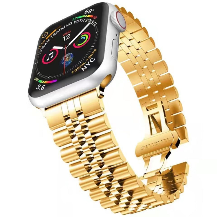Metal Five Baht Replacement Steel Strap Watchband, For Apple Watch Ultra 49mm / Series 8&7 45mm / SE 2&6&SE&5&4 44mm / 3&2&1 42mm, For Apple Watch Series 8&7 41mm / SE 2&6&SE&5&4 40mm / 3&2&1 38mm