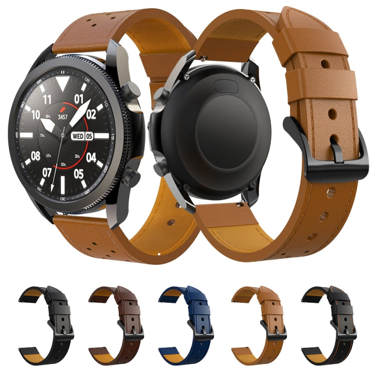 Ersatzarmband aus echtem Leder für Samsung Galaxy Watch 3 45 mm, rundes Lochmuster