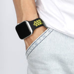 Elastic Silicone Watchband For Apple Watch Series 6 & SE & 5 & 4 40mm / 3 & 2 & 1 38mm, 135mm (Black Yellow), 135mm (Black Grey), 150mm (Red Black)