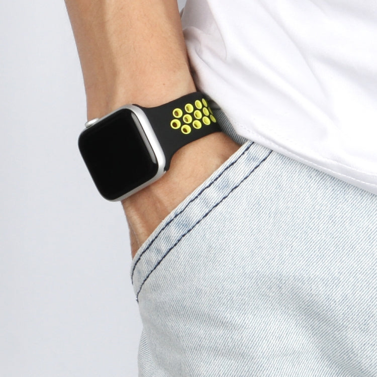 Elastic Silicone Watchband For Apple Watch Series 6 & SE & 5 & 4 40mm / 3 & 2 & 1 38mm, 135mm (Black Yellow), 135mm (Black Grey), 150mm (Red Black)