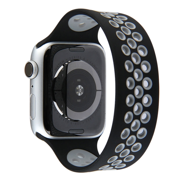 Elastic Silicone Watchband For Apple Watch Series 6 & SE & 5 & 4 40mm / 3 & 2 & 1 38mm, 135mm (Black Yellow), 135mm (Black Grey), 150mm (Red Black)