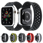 Elastic Silicone Watchband For Apple Watch Series 6 & SE & 5 & 4 40mm / 3 & 2 & 1 38mm, 135mm (Black Yellow), 135mm (Black Grey), 150mm (Red Black)