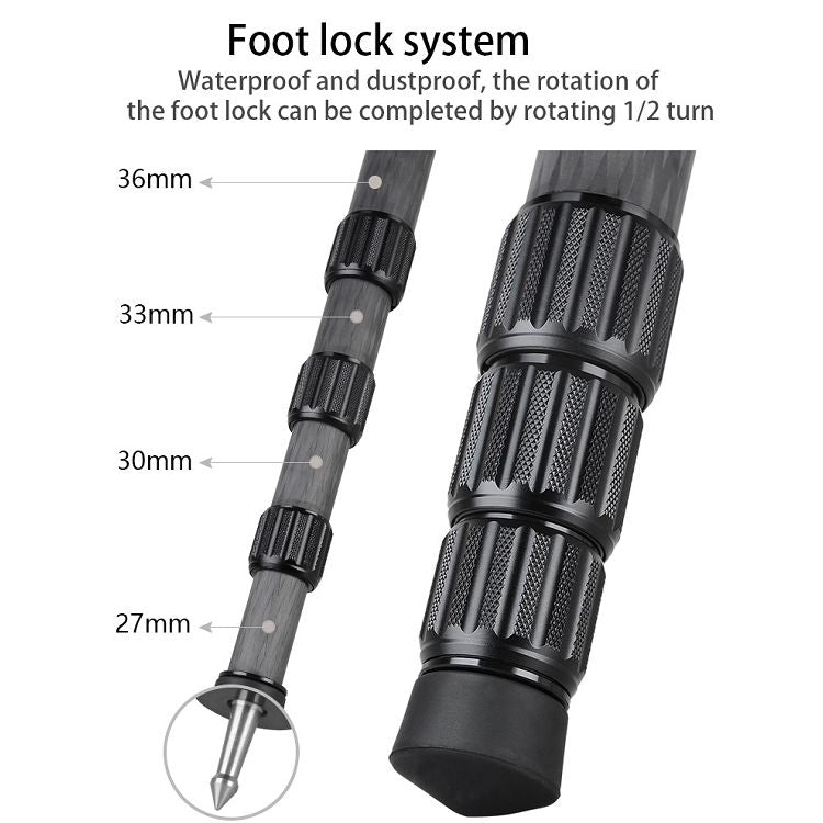 BEXIN ST424C Rugged Camcorder Photographic Carbon Fiber Big Tripod, Max Tube: 40mm, ST424C