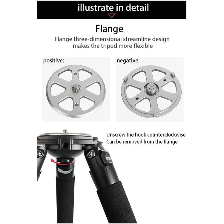 BEXIN ST424C Rugged Camcorder Photographic Carbon Fiber Big Tripod, Max Tube: 40mm, ST424C