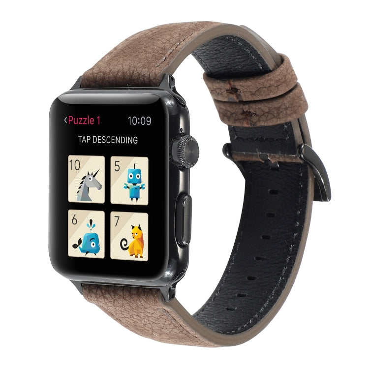 Litchi Texture Genuine Leather Watchband For Apple Watch Series 6 & SE & 5 & 4 40mm / 3 & 2 & 1 38mm, For Apple Watch Series 7 41mm / 6 & SE & 5 & 4 40mm / 3 & 2 & 1 38mm