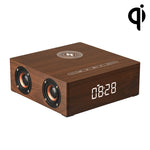 Q5A Multifunctional Wooden Touch Clock Display Wireless Charging Bluetooth Speaker, Support TF Card & U Disk & 3.5mm AUX, Q5A