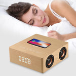 Q5A Multifunctional Wooden Touch Clock Display Wireless Charging Bluetooth Speaker, Support TF Card & U Disk & 3.5mm AUX, Q5A