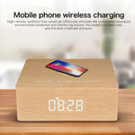 Q5A Multifunctional Wooden Touch Clock Display Wireless Charging Bluetooth Speaker, Support TF Card & U Disk & 3.5mm AUX, Q5A