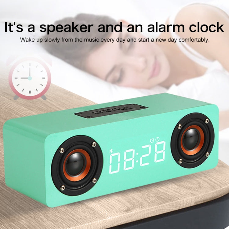 M5C Subwoofer Wooden Clock Bluetooth 4.2 Speaker, Support TF Card & 3.5mm AUX & FM Radio