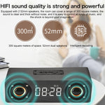 M5C Subwoofer Wooden Clock Bluetooth 4.2 Speaker, Support TF Card & 3.5mm AUX & FM Radio