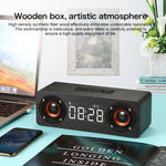 M5C Subwoofer Wooden Clock Bluetooth 4.2 Speaker, Support TF Card & 3.5mm AUX & FM Radio
