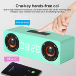 M5C Subwoofer Wooden Clock Bluetooth 4.2 Speaker, Support TF Card & 3.5mm AUX & FM Radio