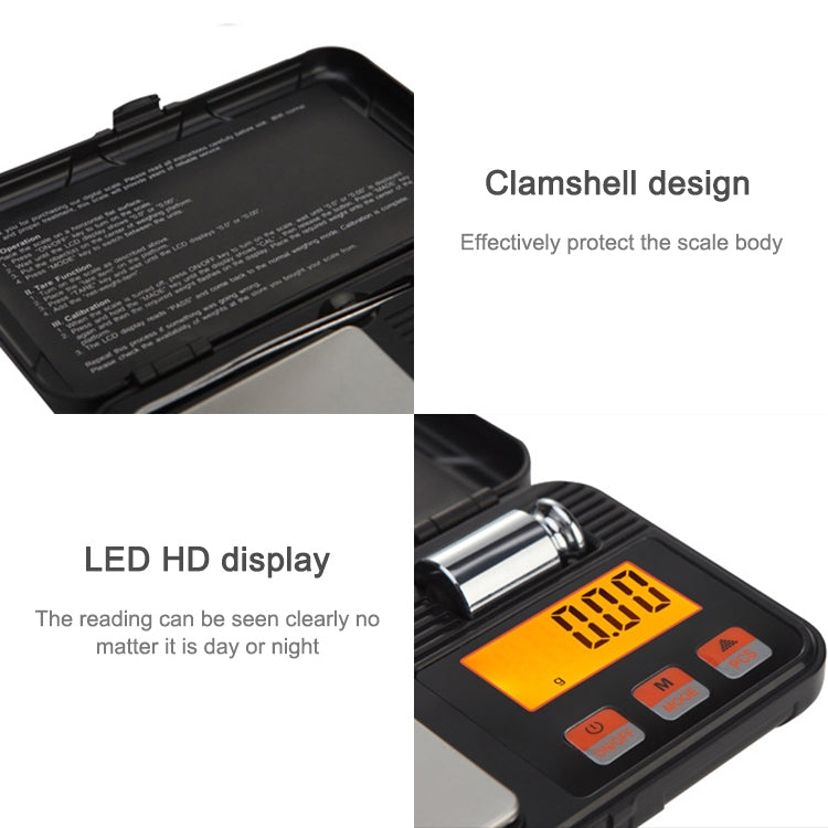 200g/0.01g High-Precision Portable Jewelry Scale  Mini Electronic Scale Precision Carat Electronic Scale, 200g/0.01g