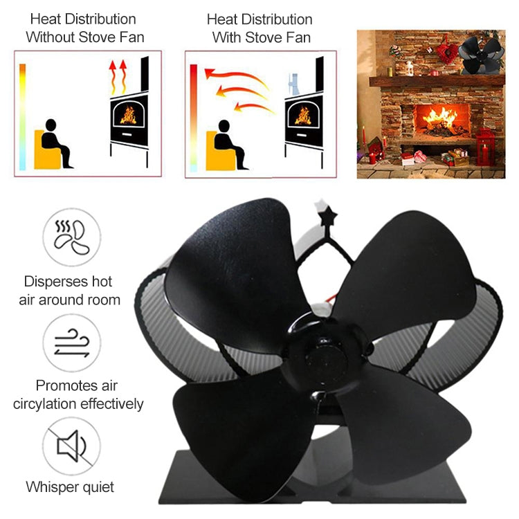 YL201 4-Blade High Temperature Metal Heat Powered Fireplace Stove Fan, YL201 (Black), YL201 (Bronze), YL201 (Grey), YL201 (Gold), YL201 (Rose Red), YL201 (Silver)