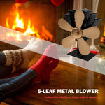 YL602 5-Blade High Temperature Metal Heat Powered Fireplace Stove Fan, YL602 (Grey), YL602 (Gold), YL602 (Rose Red), YL602 (Silver), YL602 (Black), YL602 (Bronze)