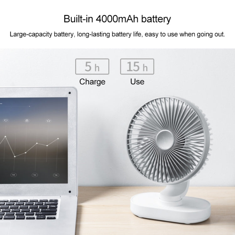 مروحة مكتبية قابلة لإعادة الشحن D77 بقوة 4 واط مع شحن Micro USB و USB-C / Type-C بأربع سرعات قابلة للتعديل ورأس يهتز تلقائيًا، Micro USB و USB-C / Type-C