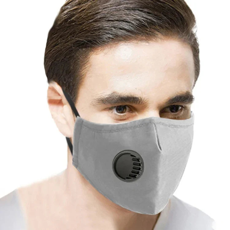 قناع وجه مقاوم للغبار PM2.5 للرجال والنساء مع صمام تنفس وفلتر قابل للغسل والاستبدال