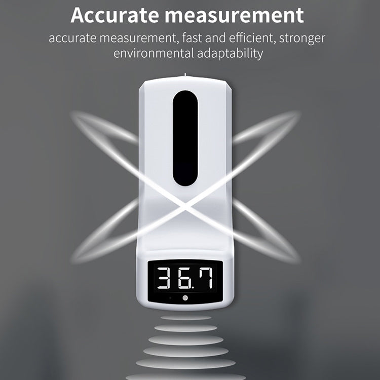 K9 Handsfree Non-contact Body Light-sensitive Distance Sensor Thermometer + 1000ml Automatic Non-contact Liquid Soap Dispenser, K9
