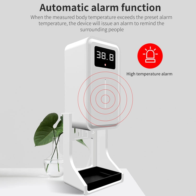 Rehabor A Handsfree Non-contact Body Light-sensitive Distance Sensor Thermometer + 450ml Automatic Non-contact Liquid Soap Spraying Dispenser with Base Mount, Rehabor A