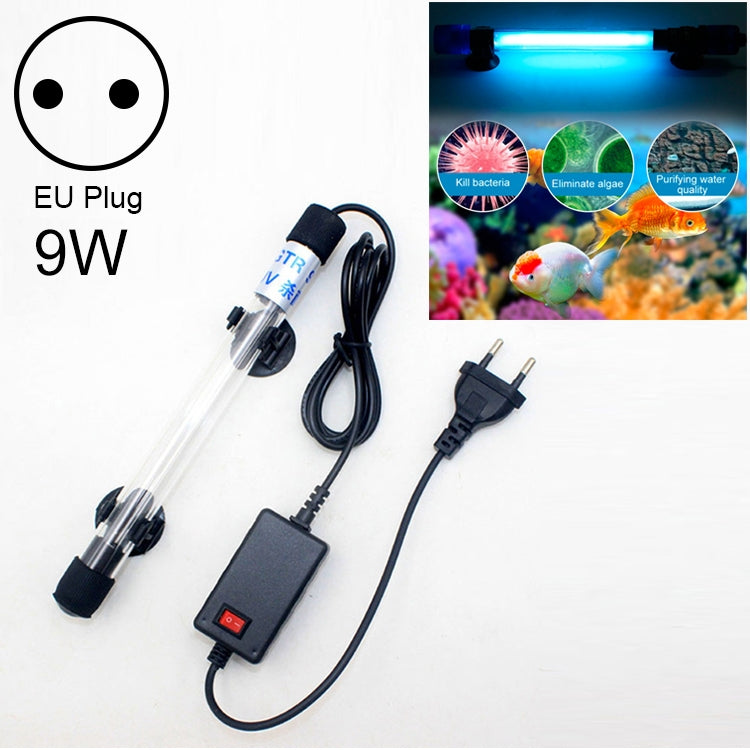 220V 9W UV Ultraviolet Algae Disinfection Fish Tank Lamp, EU Plug, 9W EU Plug