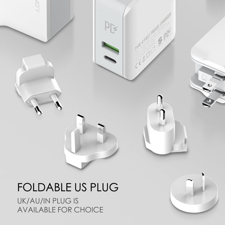 شاحن سفر سريع قابل للطي LDNIO A4403C 30W PD + Auto-id مع كابل Micro USB بطول 1 متر، قابس EU، مع كابل Micro USB
