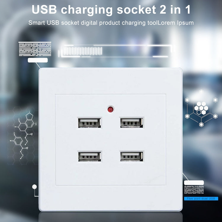 5V 3.1A 4 Ports USB Wall Charger Adapter Dock Station Socket Power Panel, 36V input, 4 Ports USB 2.0