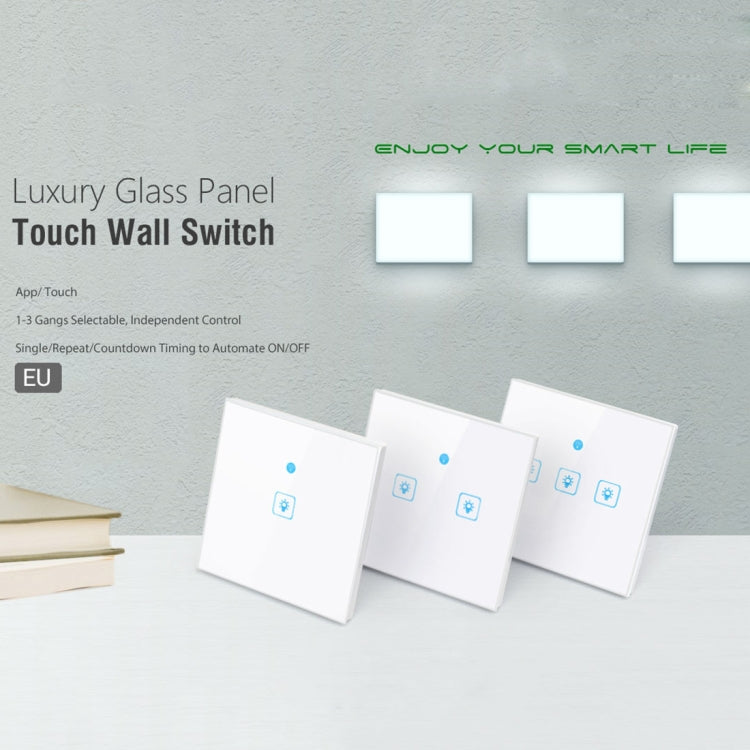 WS-EU-01 EWeLink APP & Touch Control 2A 1 Gang Tempered Glass Panel Smart Wall Switch, AC 90V-250V, EU Plug, 1 Gang
