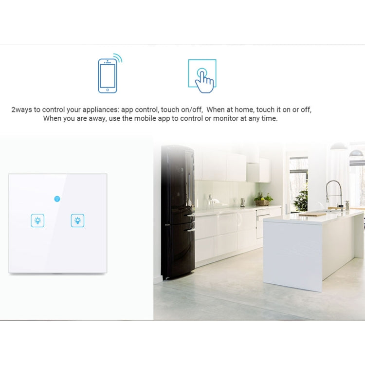 WS-EU-01 EWeLink APP & Touch Control 2A 1 Gang Tempered Glass Panel Smart Wall Switch, AC 90V-250V, EU Plug, 1 Gang