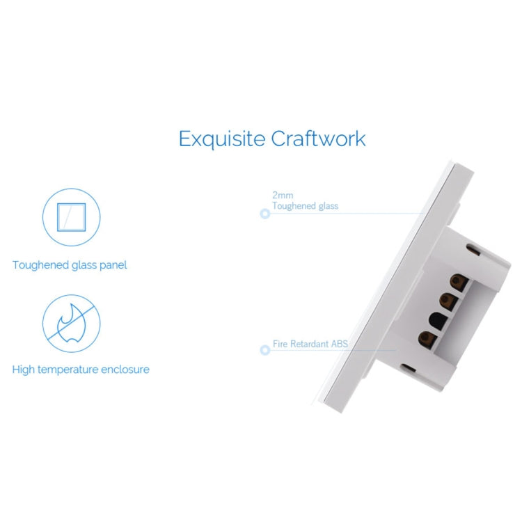 WS-EU-01 EWeLink APP & Touch Control 2A 1 Gang Tempered Glass Panel Smart Wall Switch, AC 90V-250V, EU Plug, 1 Gang