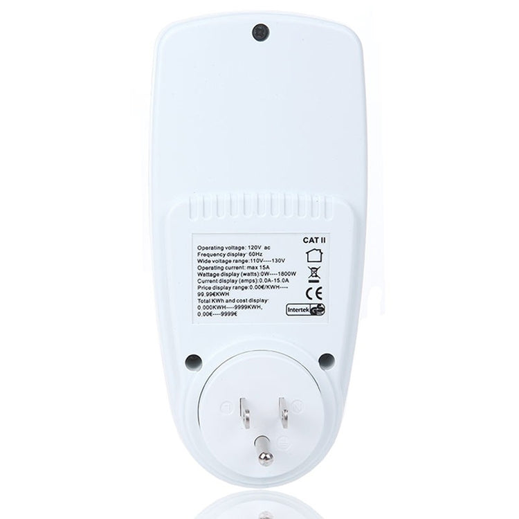 عداد طاقة بشاشة LCD بجهد AC 120V 60Hz بحد أقصى 15A، مراقب استخدام الكهرباء وواط وأمبير وفولت، مقبس US، AC 120V مقبس US