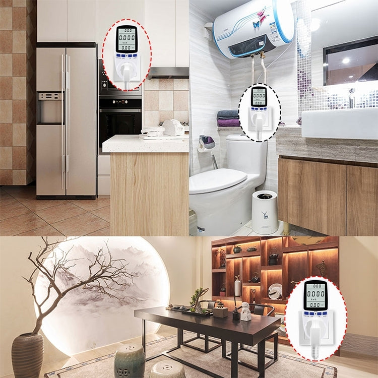 عداد طاقة بشاشة LCD بجهد AC 120V 60Hz بحد أقصى 15A، مراقب استخدام الكهرباء وواط وأمبير وفولت، مقبس US، AC 120V مقبس US