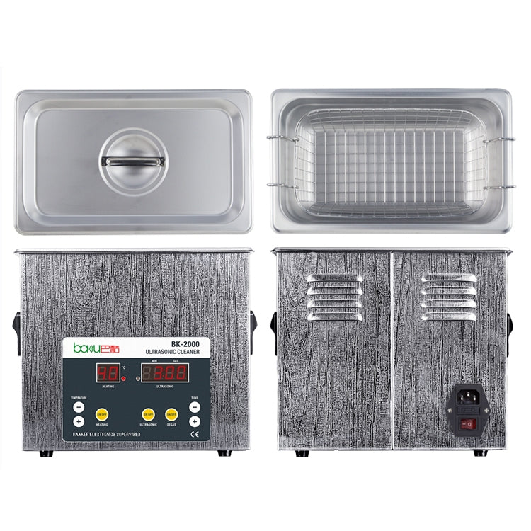 BAKU BK-2000 120W 3.36L LCD Display Heating Ultrasonic Cleaner with Basket, AC 220V, EU Plug, BK-2000 120W 3.36L 220V