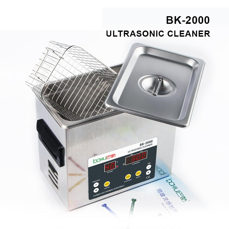 BAKU BK-2000 120W 3.36L LCD Display Heating Ultrasonic Cleaner with Basket, AC 220V, EU Plug, BK-2000 120W 3.36L 220V