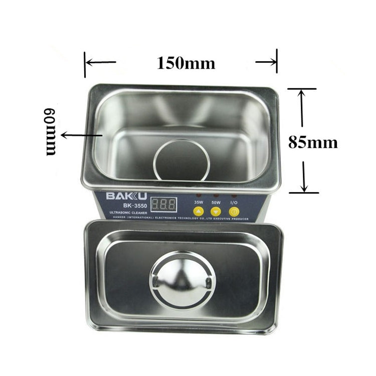 BAKU BK-3550 35W / 50W Adjustable 0.8L LCD Display Ultrasonic Cleaner, AC 220V, EU Plug, BK-3550 35W / 50W 0.8L 220V